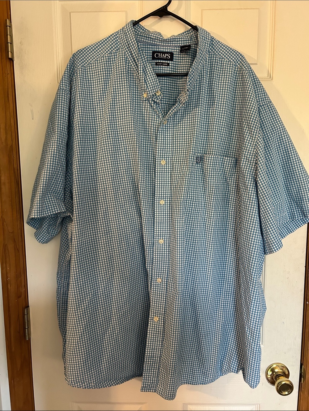 Chaps Light Blue Micro-Check Short-Sleeve Button-Down Shirt